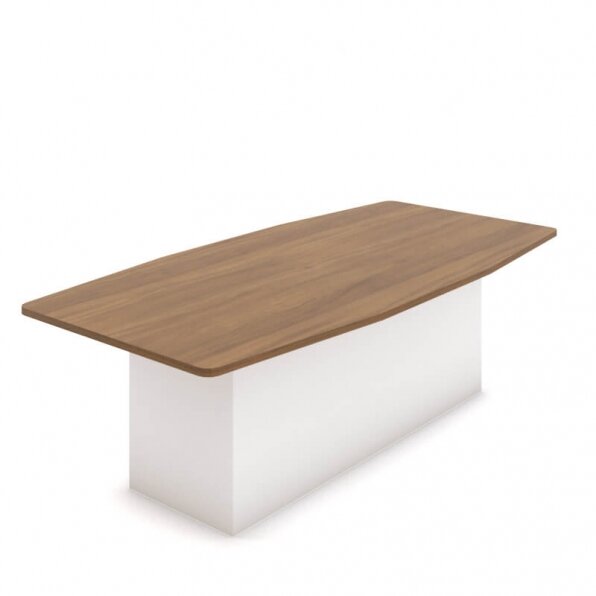 שולחן לחדר ישיבות עם רגל במה לבנה